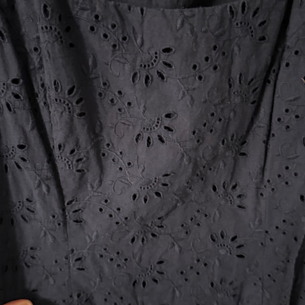 Lauren Ralph Lauren Navy Eyelet Fit & Flare Sleeveless Dress Scoop Neck Size 2 - Picture 3 of 4